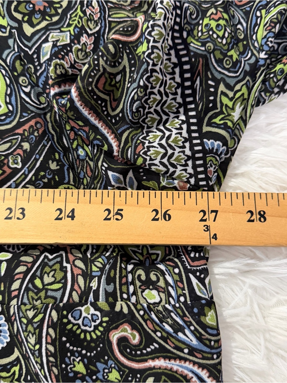 Belle Kim Gravel Womens 3X Boho Top Green Paisley Long Sleeve Office Casual - Picture 5 of 8